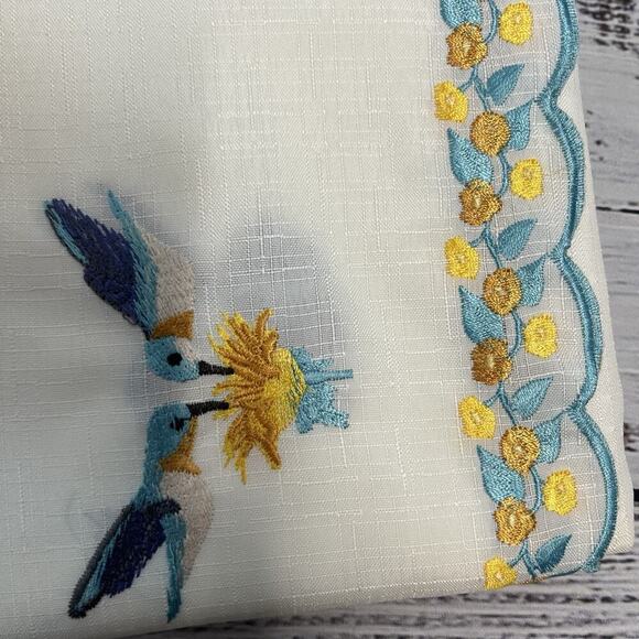 Set of 2 Renaissance Home Fashion Hummingbirds Embroidered Tiered Pair Curtains - Picture 9 of 9